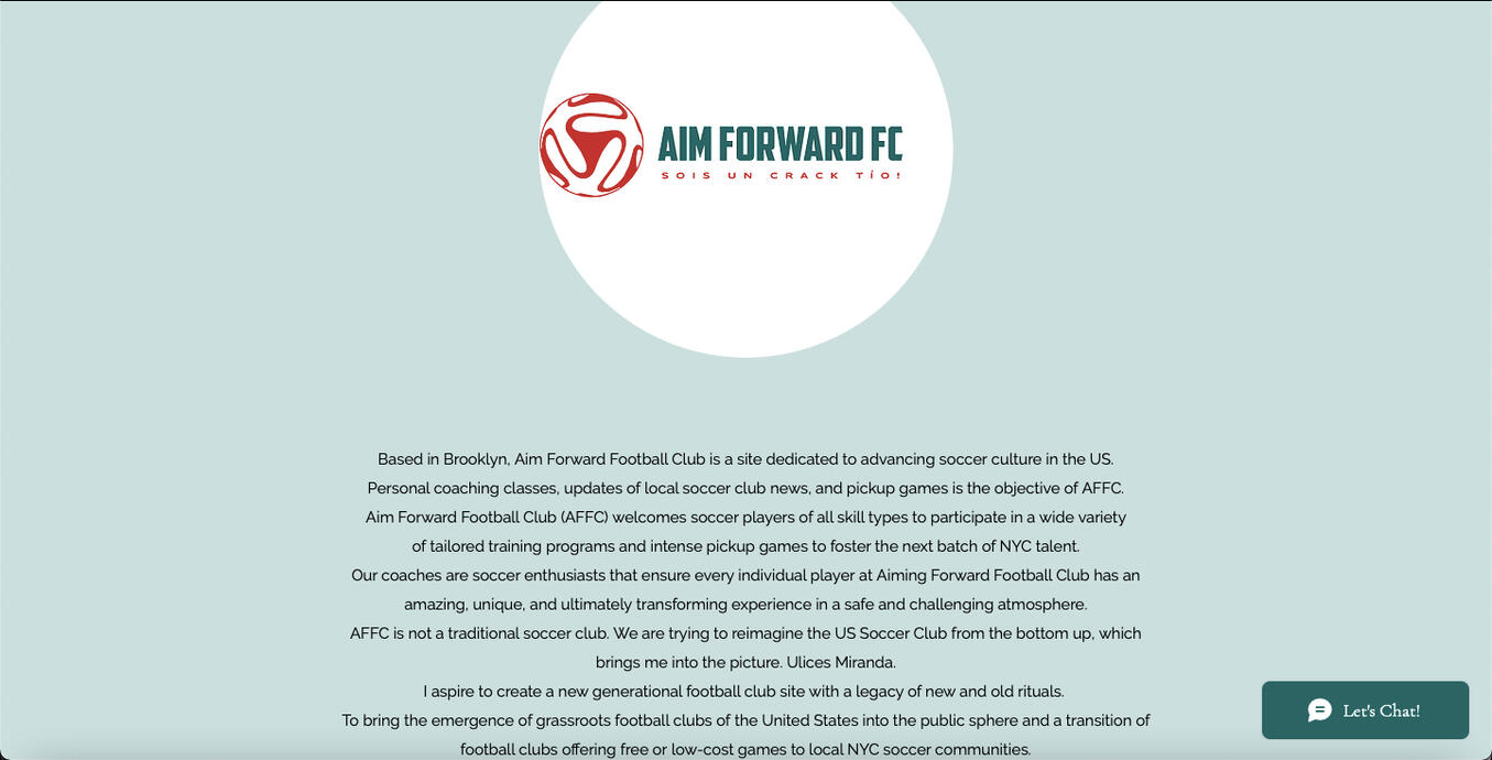 Aim Forward Football Club - About Page
